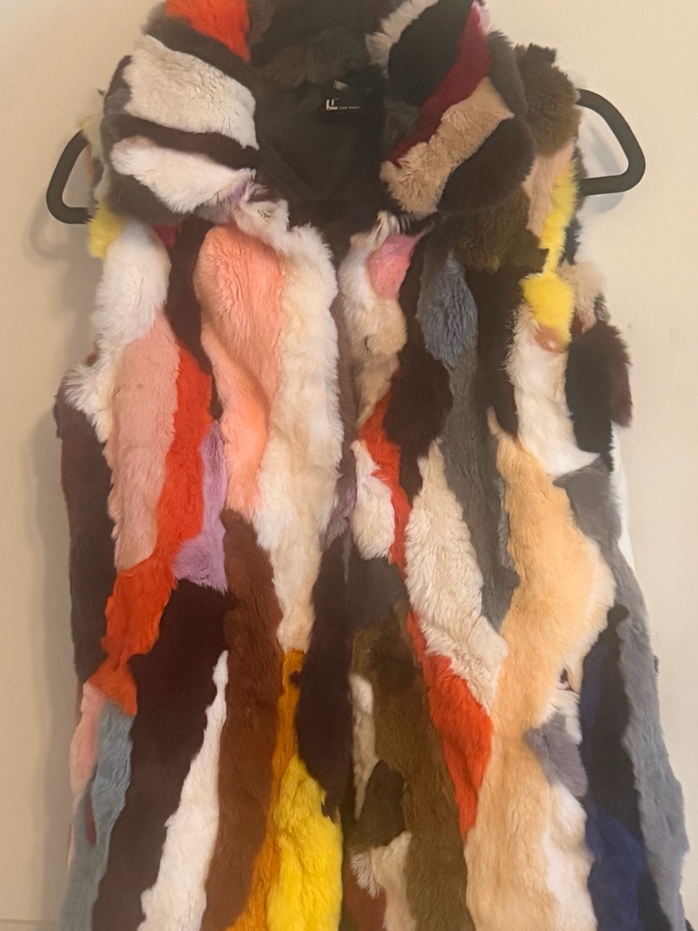 Love Token Multicolor Patchwork rabbit fur Hooded Vest - Picture 8 of 8